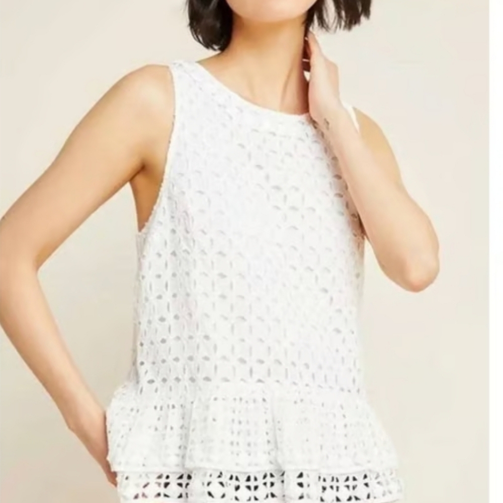 Anthropologie Maeve Beaded Eyelet top Size Small NWT
